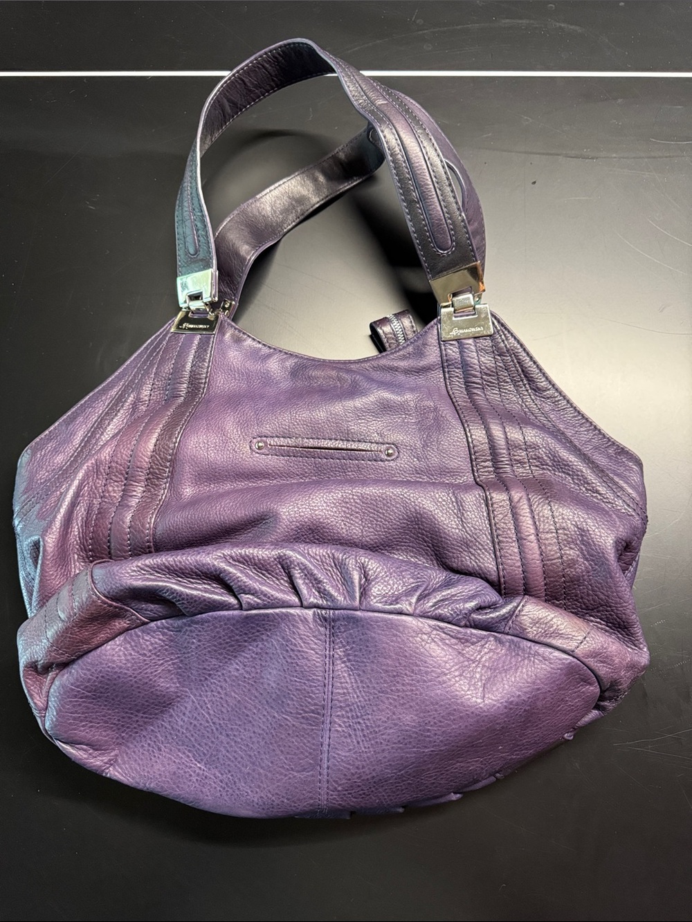 B. Makowsky Purple Leather Hobo Hag - Picture 4 of 7
